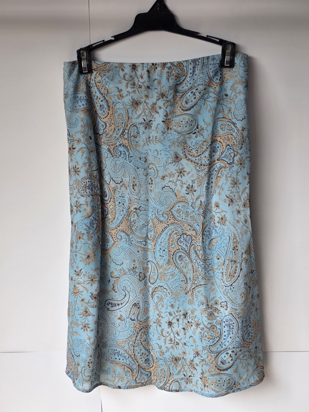 A. Byer Light Blue Paisley & Gold Women’s Skirt Preppy Y2k Geometric Floral Flow